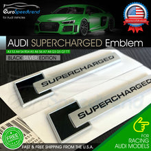 Load image into Gallery viewer, Audi SuperCharged Emblem 3D Black Silver Badge Side Fender A4 A5 A6 A7 A8 OEM

