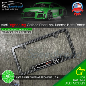 Audi Carbon Fiber Texture License Plate Frame Front Rear Audi Engineering Emblem