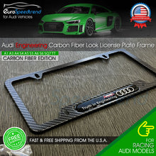 Load image into Gallery viewer, Audi Carbon Fiber Texture License Plate Frame Front Rear Audi Engineering Emblem
