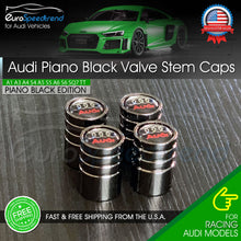 Load image into Gallery viewer, Audi Valve Stem Caps Piano Black Emblem Wheel Tire Cap A3 A4 A5 A6 Q3 Q5 Q7 R8
