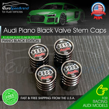 Load image into Gallery viewer, Audi Valve Stem Caps Piano Black Emblem Wheel Tire Cap A3 A4 A5 A6 Q3 Q5 Q7 R8

