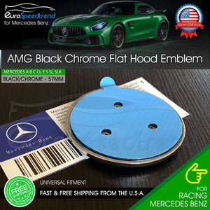 Universal AMG Black Hood Emblem Mercedes Benz Laurel 57mm Front Adhesive Badge