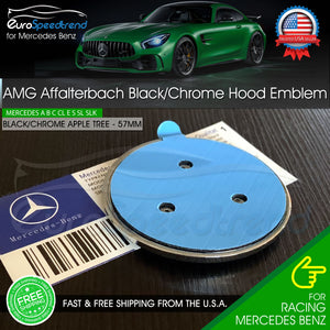 AMG Hood Emblem Affalterbach Black Chrome Apple Tree Mercedes Benz 57mm Front OE