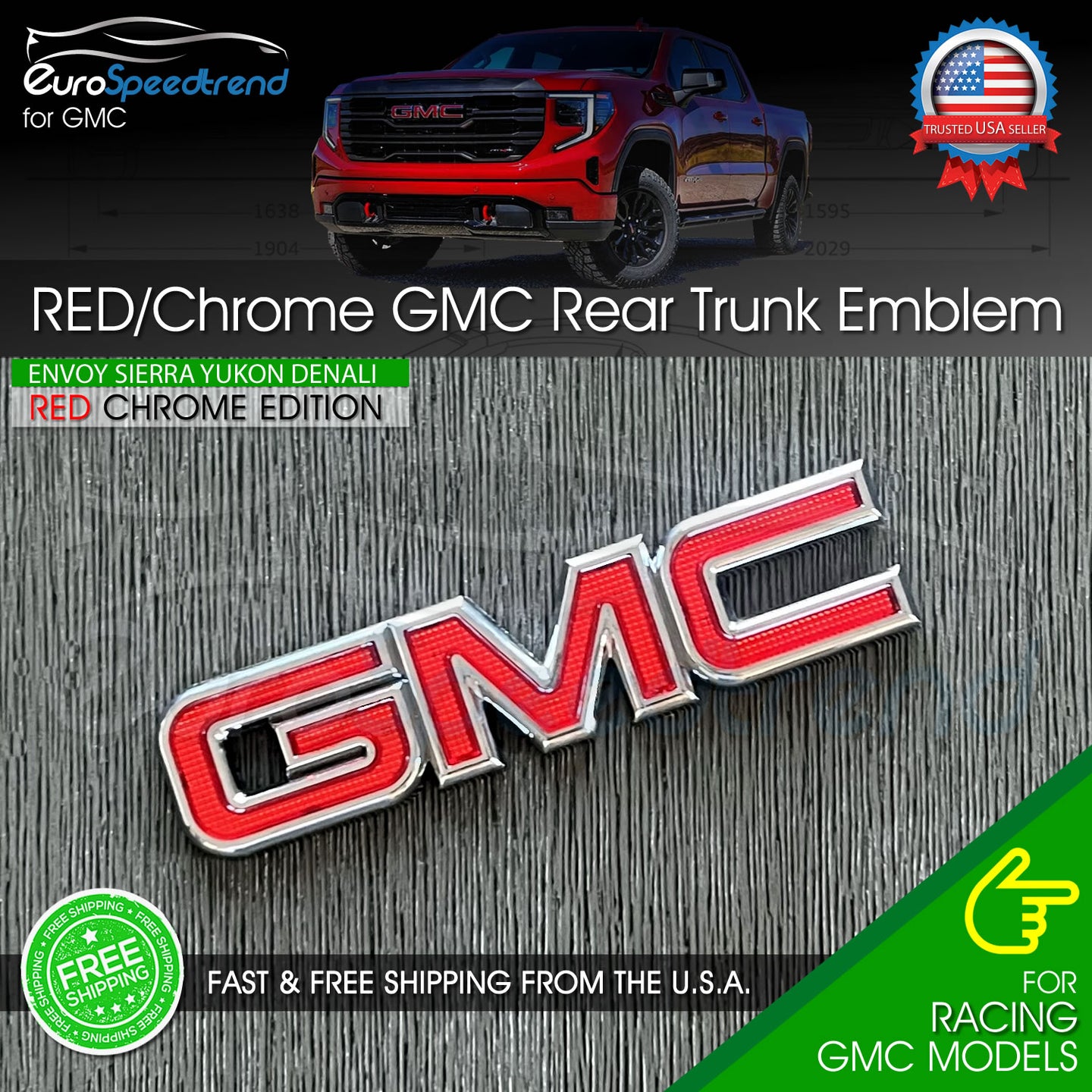 GMC Rear Tailgate Emblem Sierra Liftgate Badge Letters Yukon Nameplate 1999-2007
