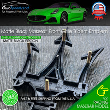 Load image into Gallery viewer, Maserati Matte Black Front Emblem 3D Trident Grille Badge OEM Ghibli Levanti

