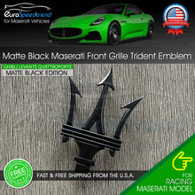 Load image into Gallery viewer, Maserati Matte Black Front Emblem 3D Trident Grille Badge OEM Ghibli Levanti
