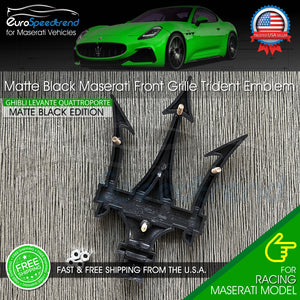 Maserati Matte Black Front Emblem 3D Trident Grille Badge OEM Ghibli Levanti