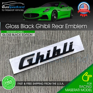 Maserati Ghibli Gloss Black Emblem 3D Trunk Logo Badge Nameplate OEM GT Trofeo