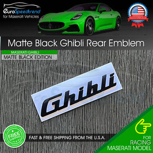Maserati Ghibli Matte Black Emblem 3D Trunk Logo Badge Nameplate OEM GT Trofeo