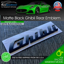 Load image into Gallery viewer, Maserati Ghibli Matte Black Emblem 3D Trunk Logo Badge Nameplate OEM GT Trofeo
