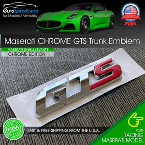 Maserati GTS Chrome Emblem 3D Trunk Logo Badge OE Ghibli Quattroporte Levante