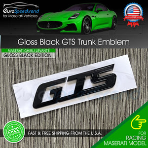 Maserati GTS Gloss Black Emblem 3D Trunk Logo Badge OEM Ghibli Quattroporte
