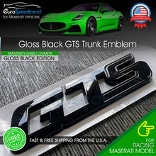 Load image into Gallery viewer, Maserati GTS Gloss Black Emblem 3D Trunk Logo Badge OEM Ghibli Quattroporte
