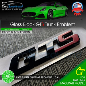 Maserati GTS Gloss Black RED S Emblem 3D Trunk Logo Badge OE Ghibli Quattroporte
