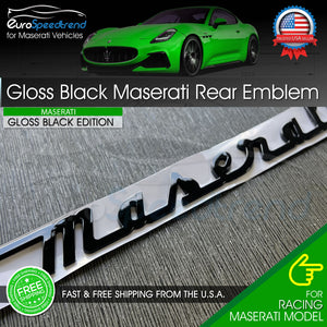 Maserati Gloss Black Emblem 3D Trunk Logo Badge Nameplate OEM GT Ghibli Levanti