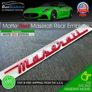 Maserati Matte Red Emblem 3D Trunk Logo Badge Nameplate OEM GT Ghibli Levanti