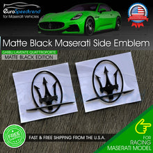Load image into Gallery viewer, Maserati Side Emblem Matte Black 3D Quaterpanel Logo Badge OE Ghibli Levante L+R
