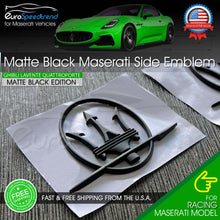 Load image into Gallery viewer, Maserati Side Emblem Matte Black 3D Quaterpanel Logo Badge OE Ghibli Levante L+R

