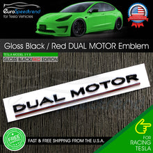 Load image into Gallery viewer, Tesla Model 3 Y X DUAL MOTOR Emblem Gloss Black RED Rear Trunk Lid Badge Logo OE
