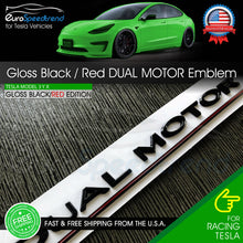 Load image into Gallery viewer, Tesla Model 3 Y X DUAL MOTOR Emblem Gloss Black RED Rear Trunk Lid Badge Logo OE
