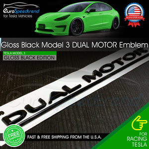 Tesla Model 3 Y X DUAL MOTOR Emblem Gloss Black Rear Trunk Lid Badge Logo OE
