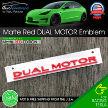 Load image into Gallery viewer, Tesla Model 3 Y X DUAL MOTOR Emblem Matte RED Rear Trunk Lid Badge Logo OE
