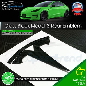 Tesla Model 3 Rear Emblem Gloss Black Trunk T Letter Badge Logo OEM 1494950-00-A