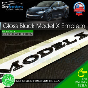 Tesla Model X Emblem Gloss Black Rear Trunk Lid Badge Logo P100D P90D P85D PLAID
