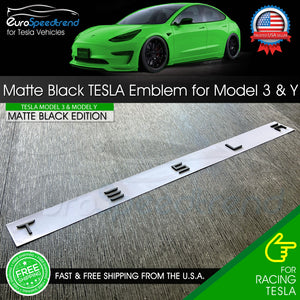 Matte Black TESLA Letter Emblem Rear Trunk Lid Badge Model 3 X Y Nameplate Logo