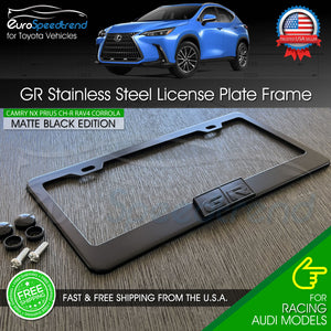 Black GR GazooRacing License Matte Black Plate Frame Logo Front or Rear 3D Cover