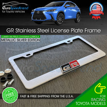 Load image into Gallery viewer, Black Red GR GazooRacing Silver Metallic License Plate Frame Logo 3D Cover USA
